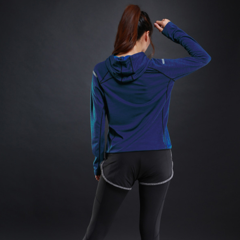 Veste à capuche pour femmes, T-shirts à manches longues, vêtements d'entraînement de course, t-shirt de sport respirant à séchage rapide pour femmes