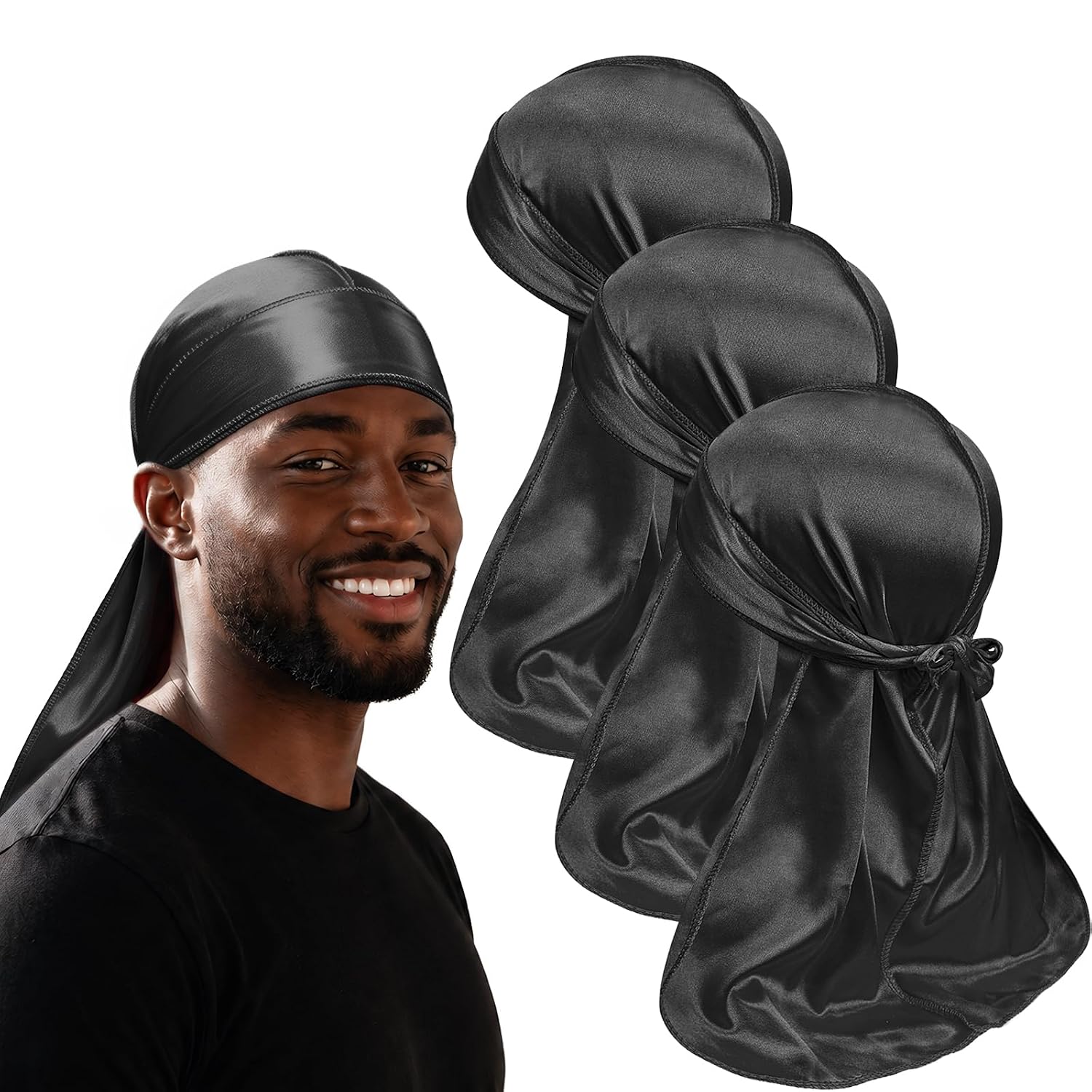 Durags soyeux pour hommes, confortables et respirants, couvre-chef, cadeaux idéaux pour la fête des pères, utilisation quotidienne, activités de plein air