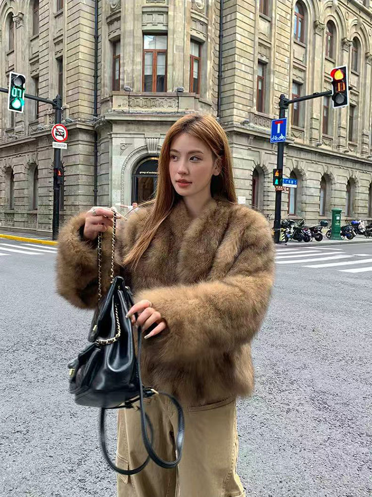 Manteaux en fausse fourrure tendance pour femmes, style Y2K, veste de luxe coréenne en fourrure de renard moelleuse, vêtement d'extérieur chaud et ample pour l'hiver, streetwear pour femmes.