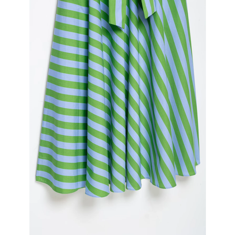 Robe midi chic pour femme, style été, avec ceinture, rayures, boutons sur le devant, fermeture éclair latérale, bretelles vintage, col carré, design élégant