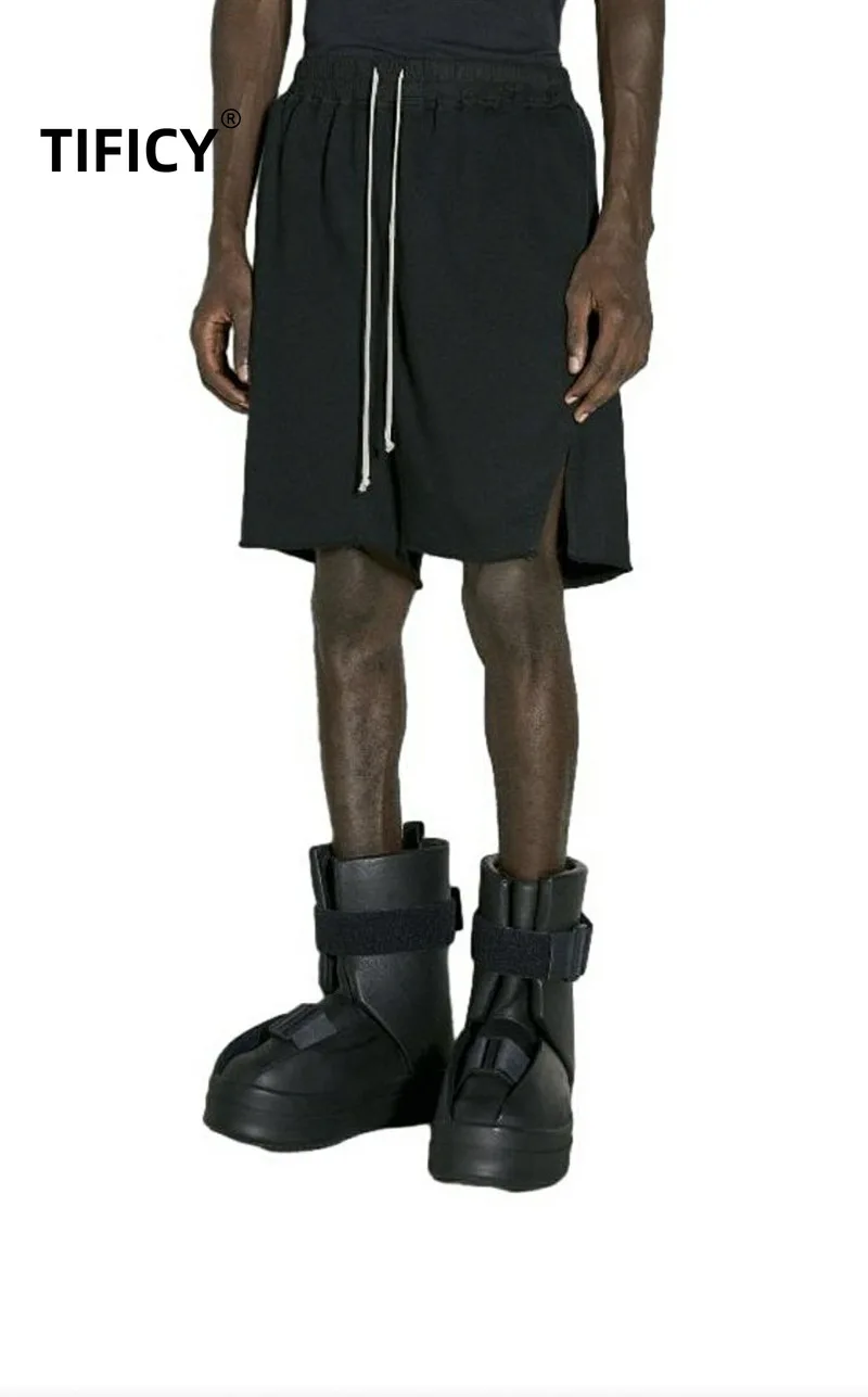 Pantalon d'été pour homme, basique, foncé, RO, respirant, décontracté, bord fendu, cinq quarts