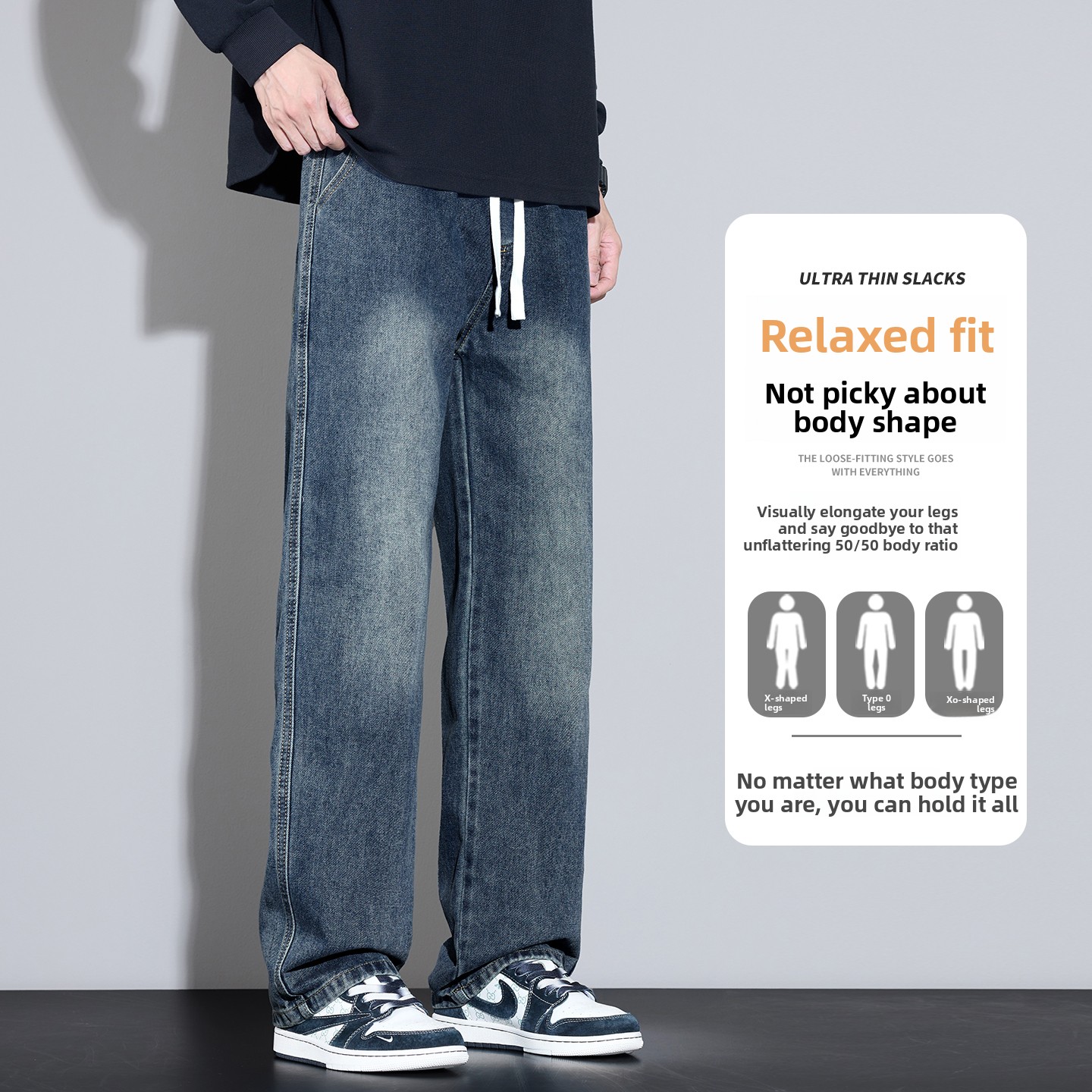 Jean homme 2025 automne et hiver nouveau américain rétro ample droit décontracté pantalon à jambes larges