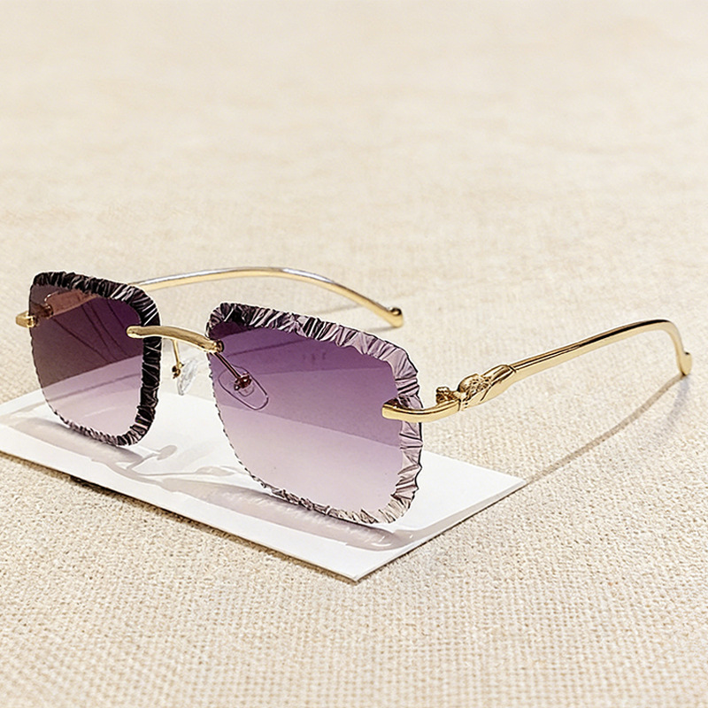 Lunettes de soleil carrées sans monture pour hommes, style vintage, dégradé, décontractées, pour femmes, tendance, design de marque de luxe, lunettes de soleil décoratives, UV400