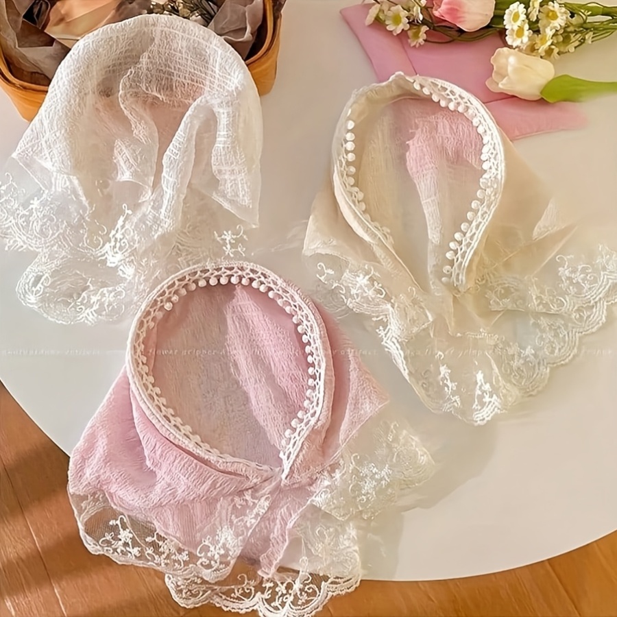 Lot de 2 foulards triangulaires en dentelle ajourée style Gentle Wind, deux options de couleur - Accessoire de cheveux rétro style campagnard