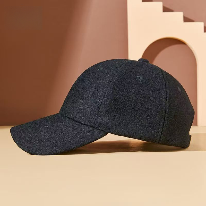 Casquette de baseball en cachemire pour homme, confortable et chaude, pour l'automne et l'hiver, grande circonférence de tête, chapeau décontracté pour l'extérieur et le travail