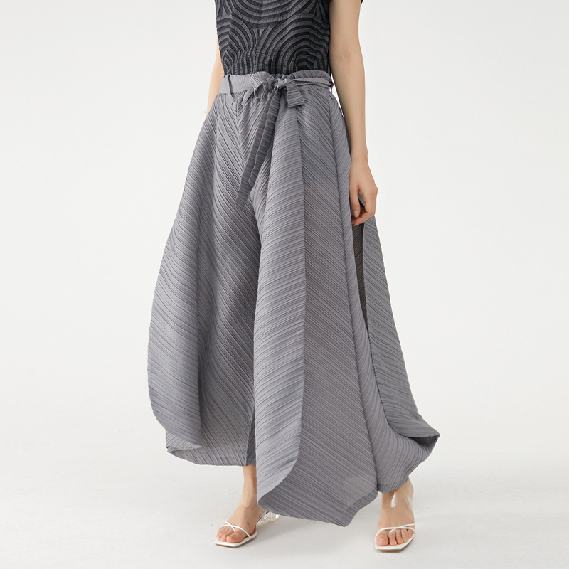 ATA YAKE-Pantalon Plissé à Jambes Larges pour Femme, Vêtement Esthétique Décontracté, avec Ceinture, Style Dubaï, Été