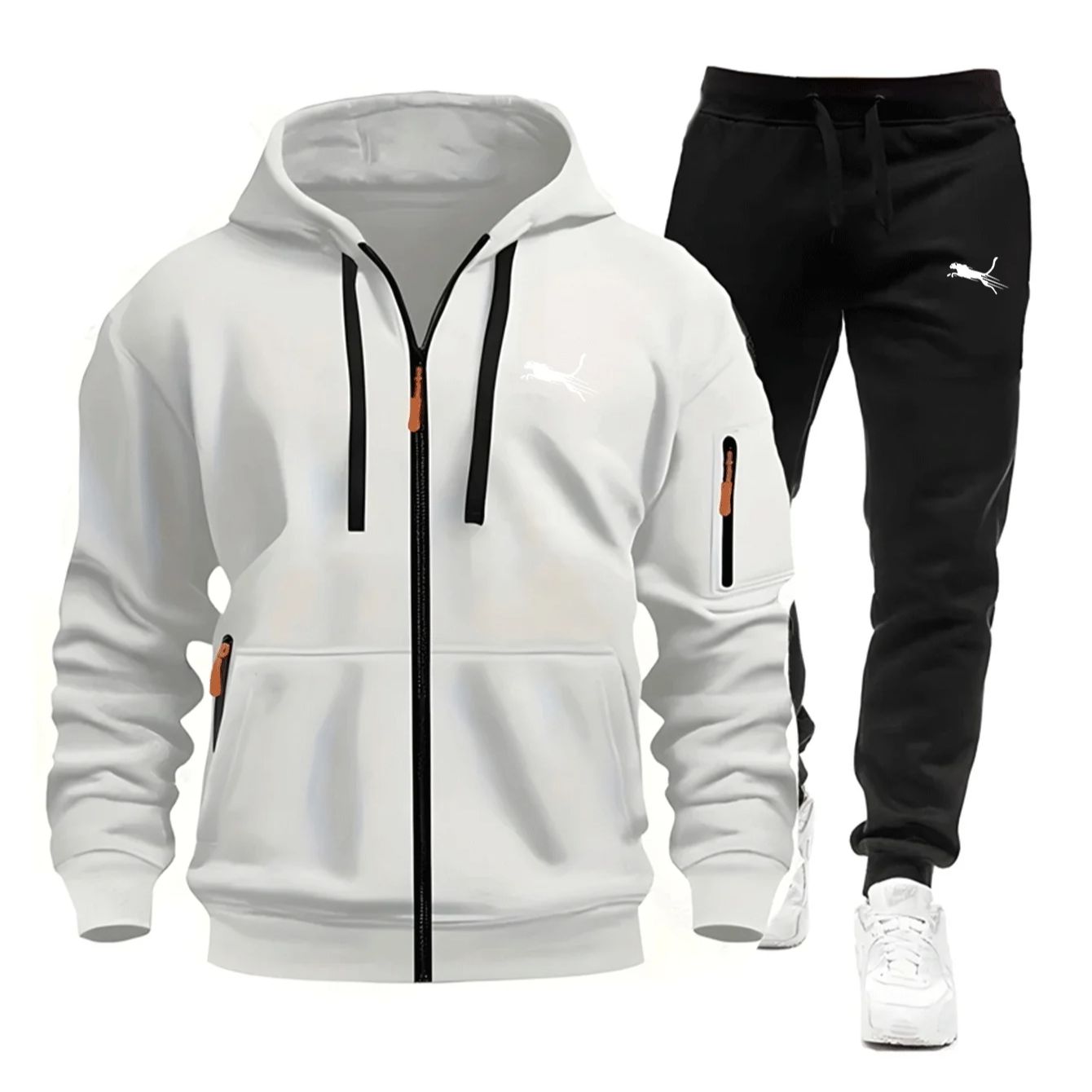 Ensemble de survêtement décontracté pour hommes – Sweat-shirts à capuche zippés de haute qualité pour le quotidien – Collection sport 2026 – Idéal pour le jogging