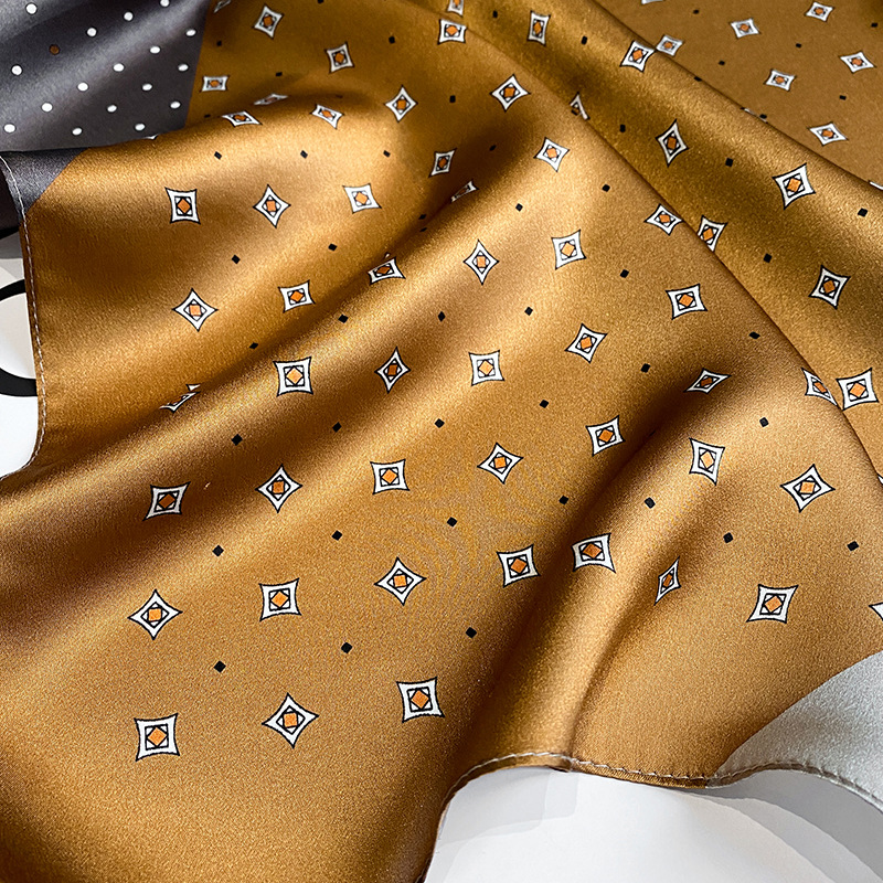 Foulard carré en soie de marque de luxe pour femmes, châles et enveloppes de bureau, petits cheveux, Hijabs, Foulard pour dames, 70x70cm, 2023