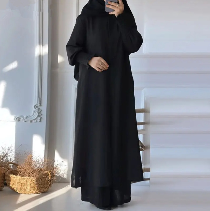 Ensemble kimono décontracté pour femmes musulmanes, manteau long, pantalon large imbibé, ramadan, Maroc, Dubaï, Islam, tenues arabes, 2 pièces