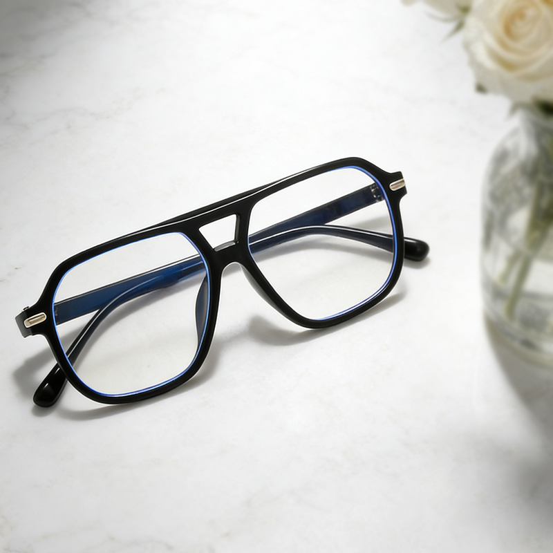 Montures de lunettes de grande taille pour homme, lunettes de myopie, double faisceau, verres optiques avec ordonnance, lunettes de lecture pour femme