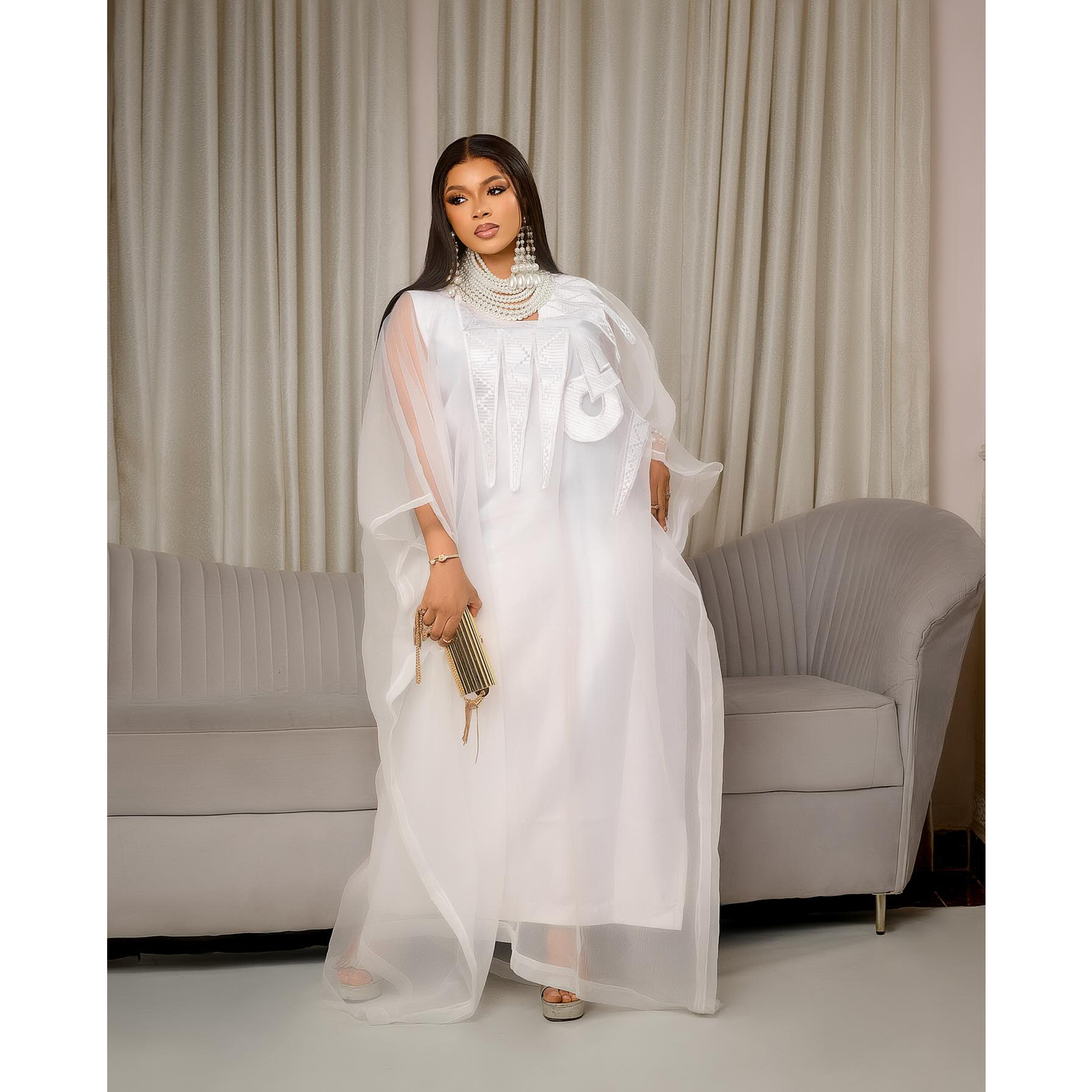 Tenue africaine pour femmes, Abaya blanche brodée, grande taille, robe de soirée élégante pour église