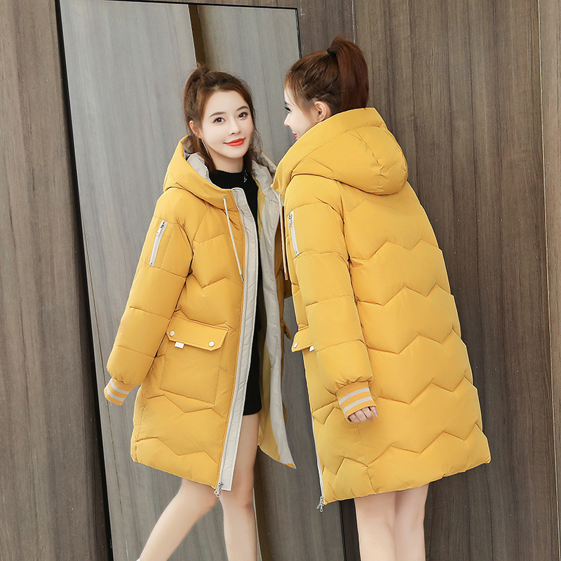 Manteau d'hiver mi-long en coton rembourré pour femme, parka à capuche, chaud et épais, pardessus décontracté, ample, vêtements de neige, veste d'extérieur solide 4XL
