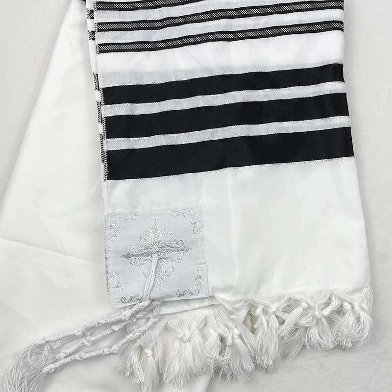 Châle de prière Judaica Tallit avec bénédiction et écriture hébraïques 140 x 190 cm (55 x 74 pouces) Cadeaux juifs