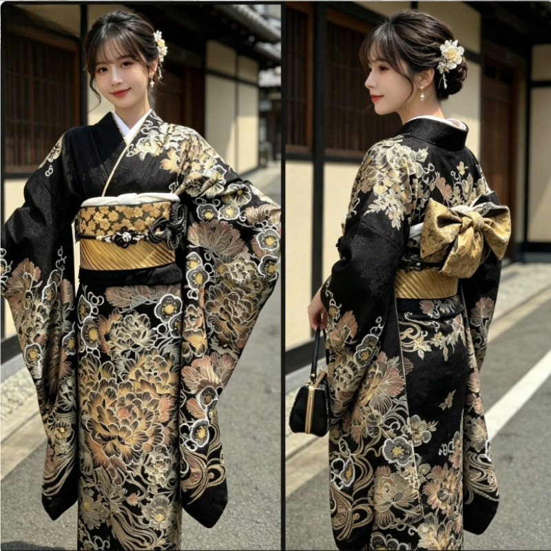 Nouveau Kimono Yukata Japonais Rétro Amélioré pour Filles, Idéal pour les Portraits en Studio, les Performances Cosplay et les Tenues Décontractées Thématiques Quotidiennes
