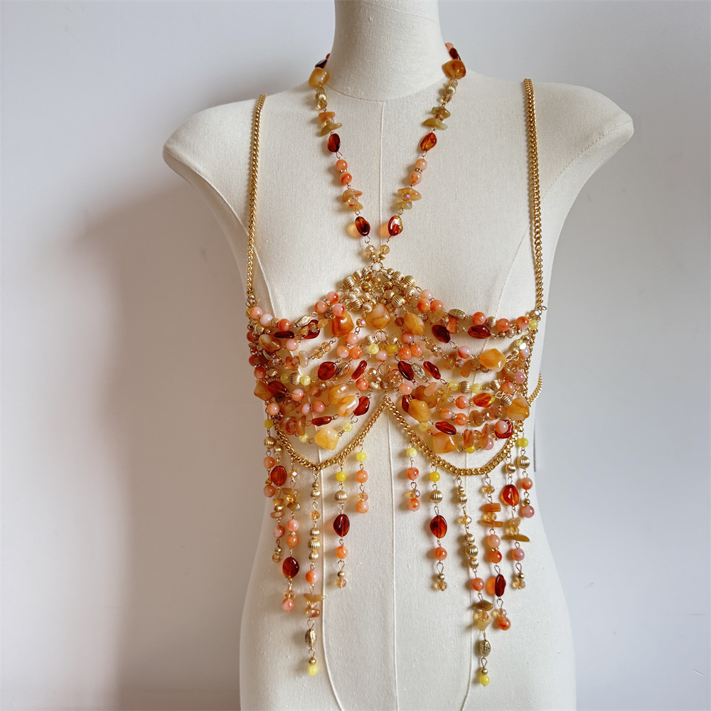 Hauts pour femmes : Bralette perlée, Gilet de festival, Haut de bikini, Bustier perlé, Lingerie de plage, Vêtements de rave pour femme, Débardeurs