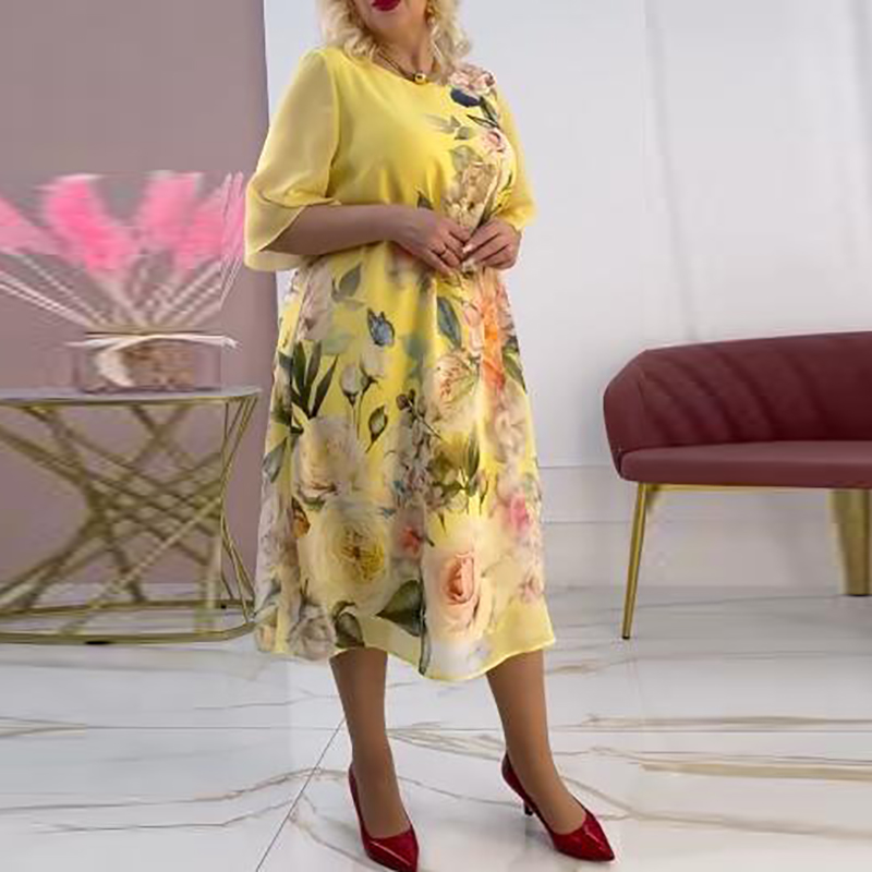 Nouvelle mode robes d'été pour les femmes 2025 plage vacances robe de grande taille femmes décontracté Vintage imprimé fleuri robe de soirée ample Boho