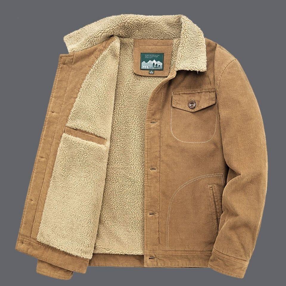 Veste en Velours Côtelé pour Homme, Parka Chaude, Décontractée, Plusieurs Poches, Vêtement Solide, Hiver