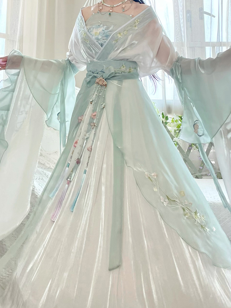 Robe Hanfu chinoise pour femmes, ensembles Hanfu brodés traditionnels anciens, Costume de Cosplay féerique de carnaval, robe de danse Hanfu verte