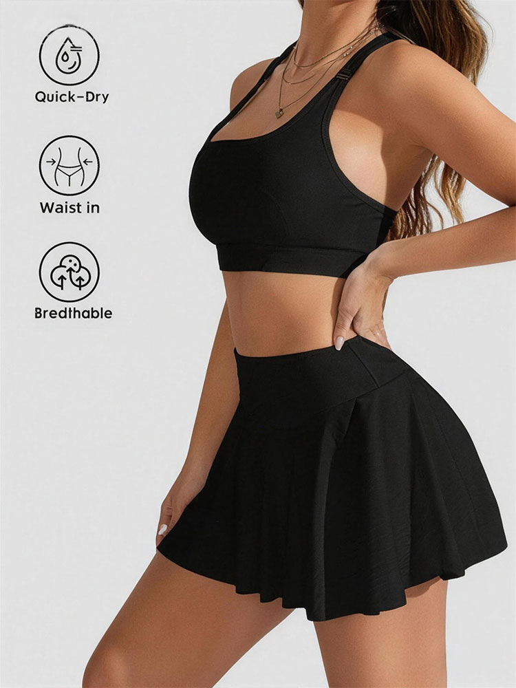 Tenue de yoga et de tennis pour femmes, jupe de sport taille haute, nouveau style d'été, séchage rapide, jupe trapèze, adaptée pour la course à pied et l'entraînement