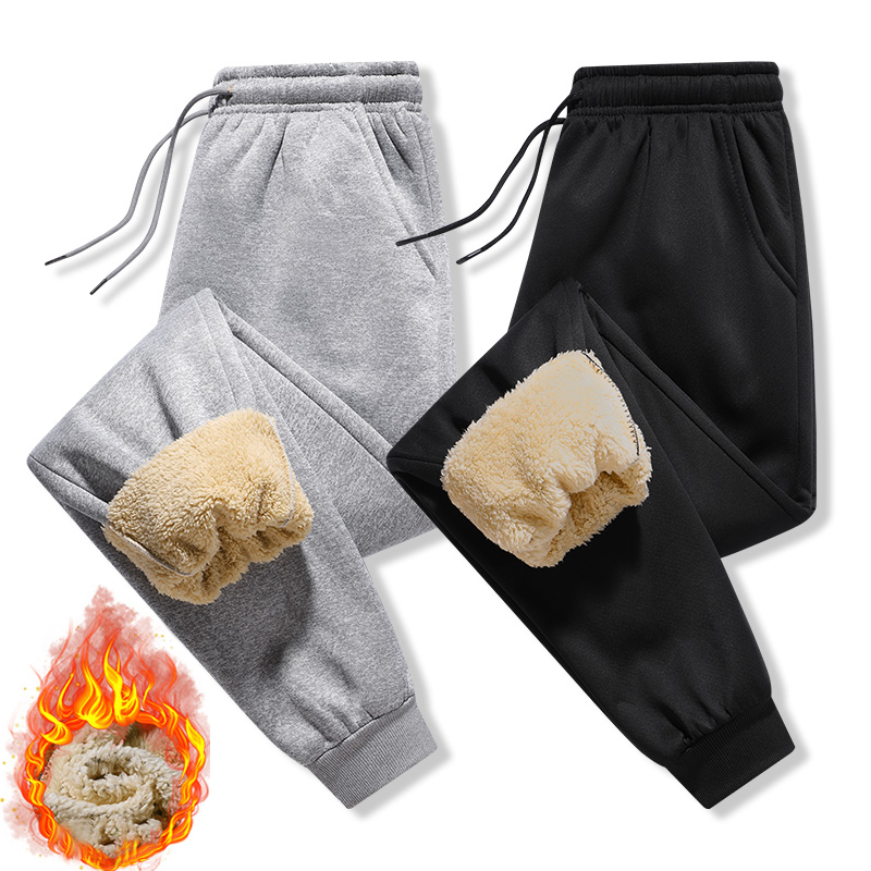 Pantalons pour hommes en automne et en hiver, épais avec polaire pour vêtements d'extérieur, pantalons décontractés, pantalons de survêtement de sport chauds en laine d'agneau