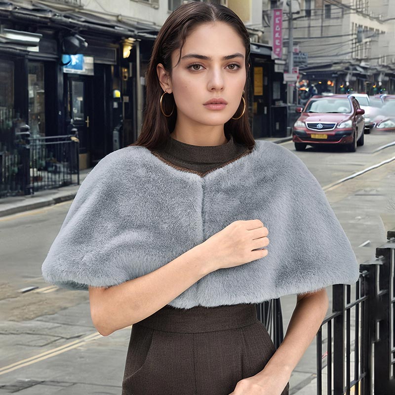 Mode fausse fourrure châle enveloppement femmes fête châle robe de mariée Code luxueux formel fête châle femmes fausse fourrure thermique Cape manteau