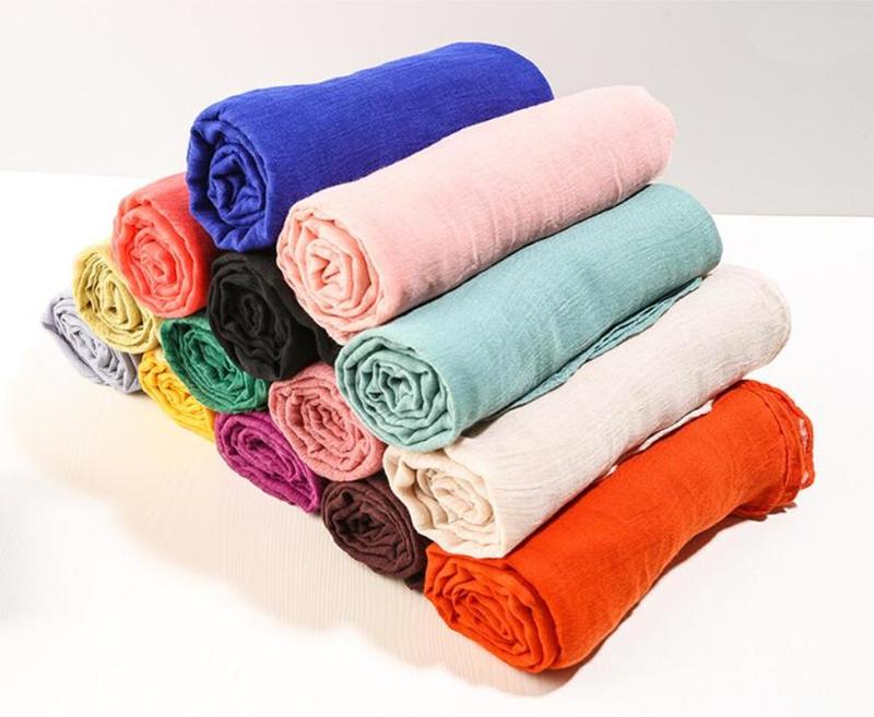 Foulard Tippet Hijabs pour Femme, Longue Écharpe Chaude, Couleur Bonbon, Coton Doux, Châle Rond