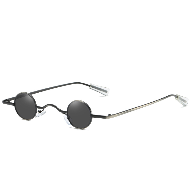 Petites lunettes de soleil rondes pour femmes, rétro, tendance, large pont, marque, styliste, punk, steampunk, vintage, nuances noires