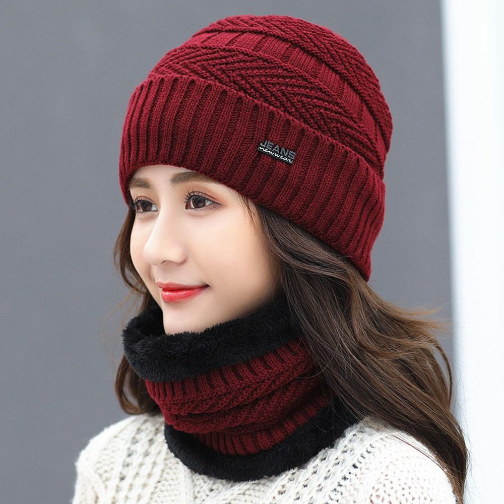 Hommes femmes hiver bonnet chapeau écharpe décontracté thermique polaire tricoté chapeau doux chaud cagoule laine cou plus chaud écharpe casquette