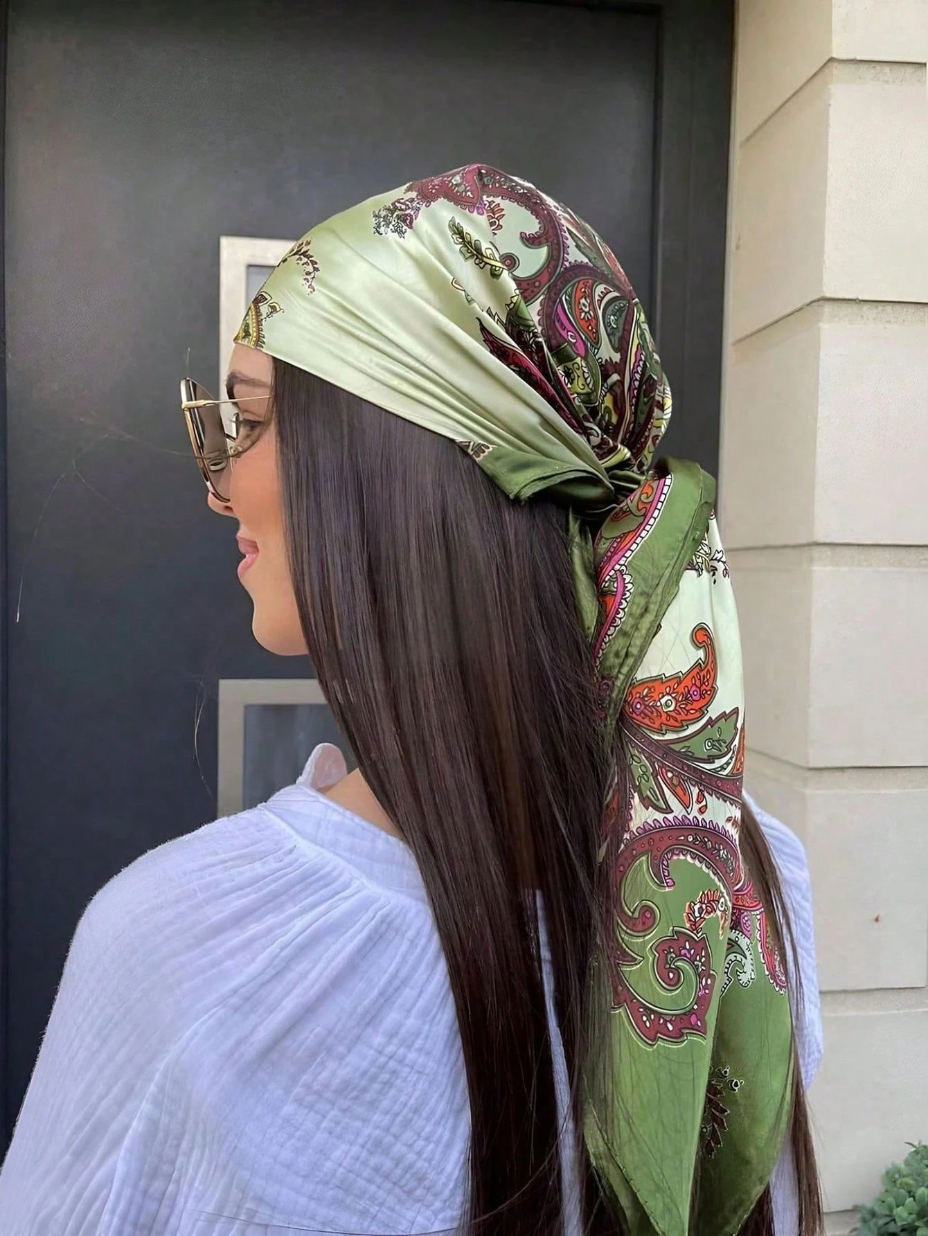 90*90 cm Hijab foulards femmes imprimé noix de cajou Satin femme marque de luxe châles carrés tête dames Bandanna foulard silencieux fille