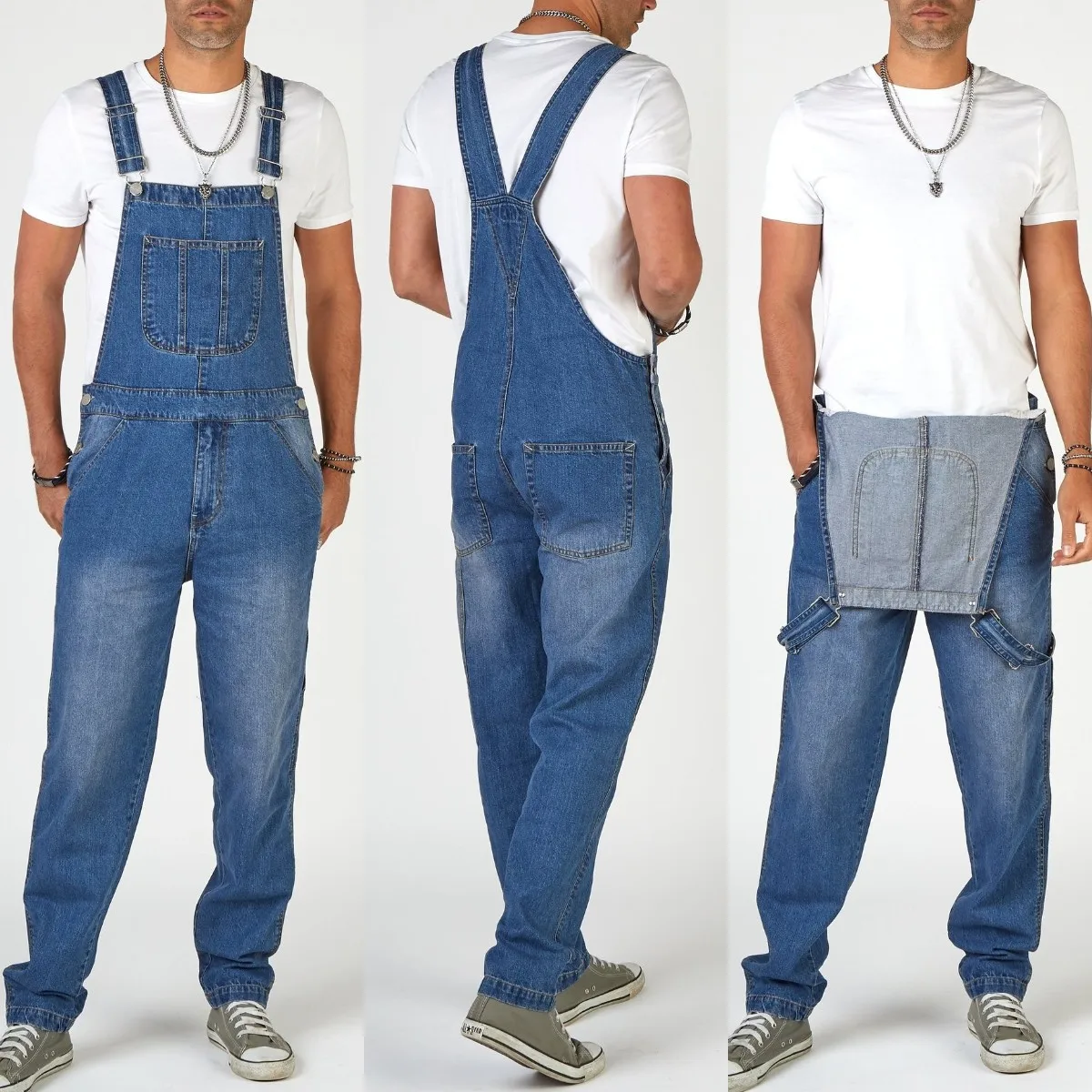Pantalon à bretelles en Denim pour hommes, combinaisons pleine longueur délavée, salopette en jean droit Hip Hop pour hommes, Streetwear, nouvelle combinaison masculine