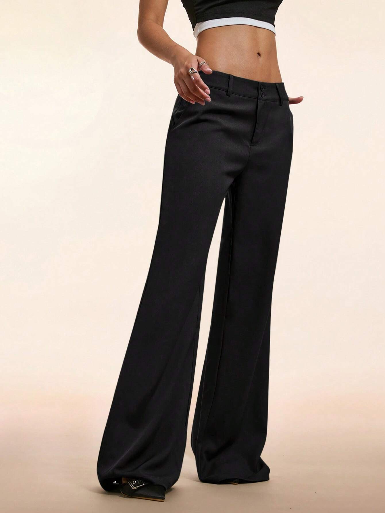 Pantalon élégant taille basse pour femmes, personnalisé, léger, évasé, décontracté, côtelé, jambes larges, pantalon de nettoyage, Streetwear 2025