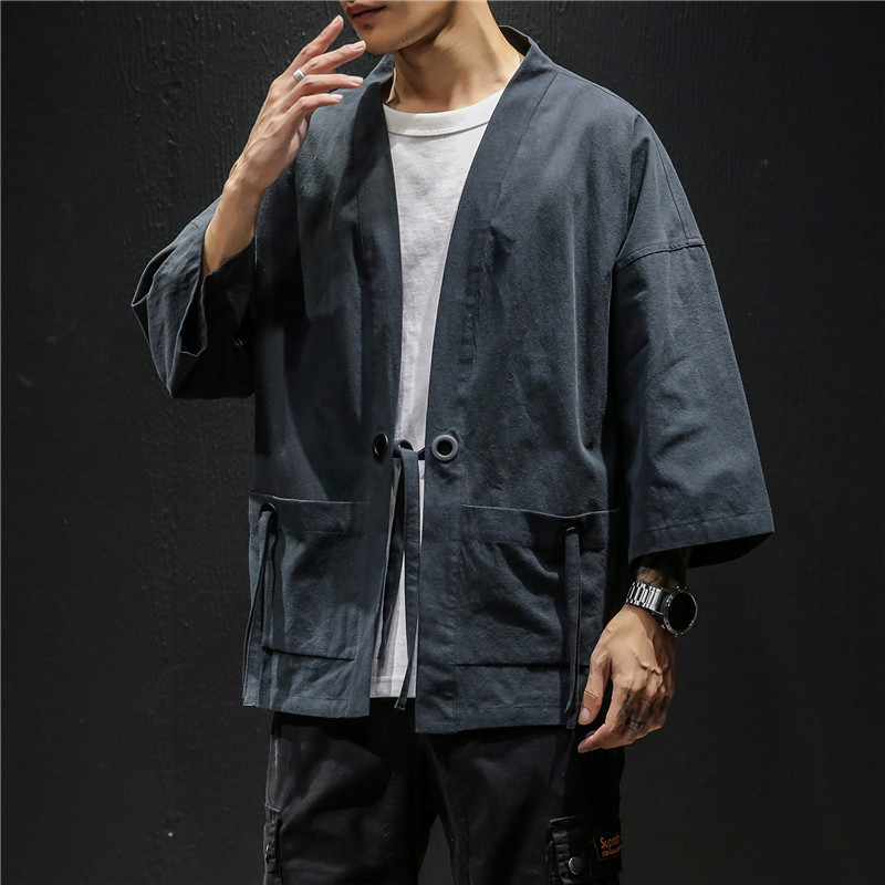 Cardigan Kimono Traditionnel Japonais Rétro en Coton et Lin, Vêtements de Samouraï, Style Chinois, Haori EntreMiStreetwear, Grande Taille 4XL 5XL
