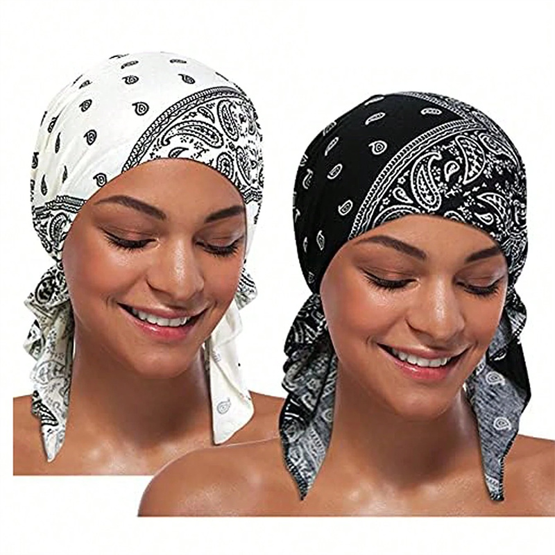 Chapeau de chimio pour femmes, Turban à la mode musulmane, couvre-chef pré-attaché, Bandana pour la perte de cheveux