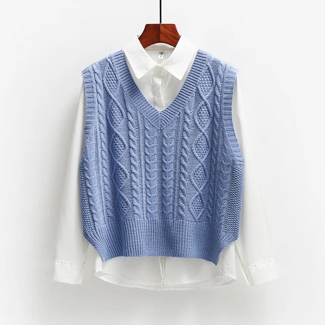 Style coréen mode femmes pull gilet 2024 nouveau printemps automne sans manches tricoté col en V pulls femme pull haut vêtements d'extérieur