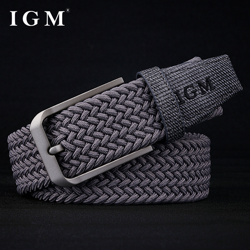 Ceinture élastique tressée pour homme sans trous, en toile, avec boucle ardillon, pour pantalon décontracté ou militaire