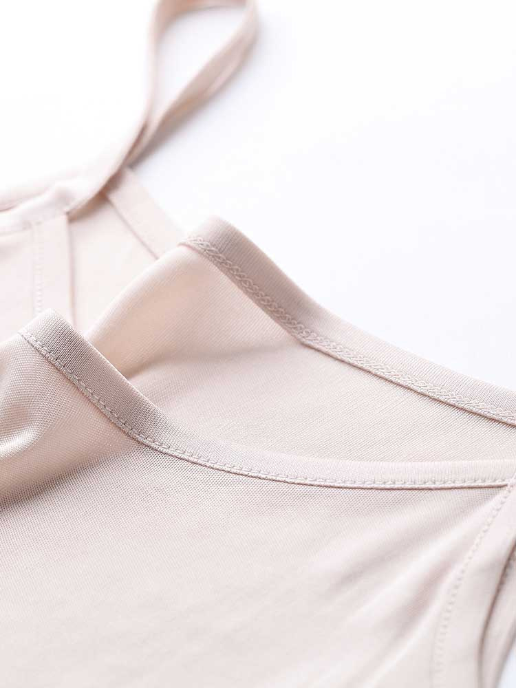 Suyareply-Économie basiques confortables pour femmes, débardeurs réglables, InjCamis, mélange véritable, beige, printemps, été, 2024