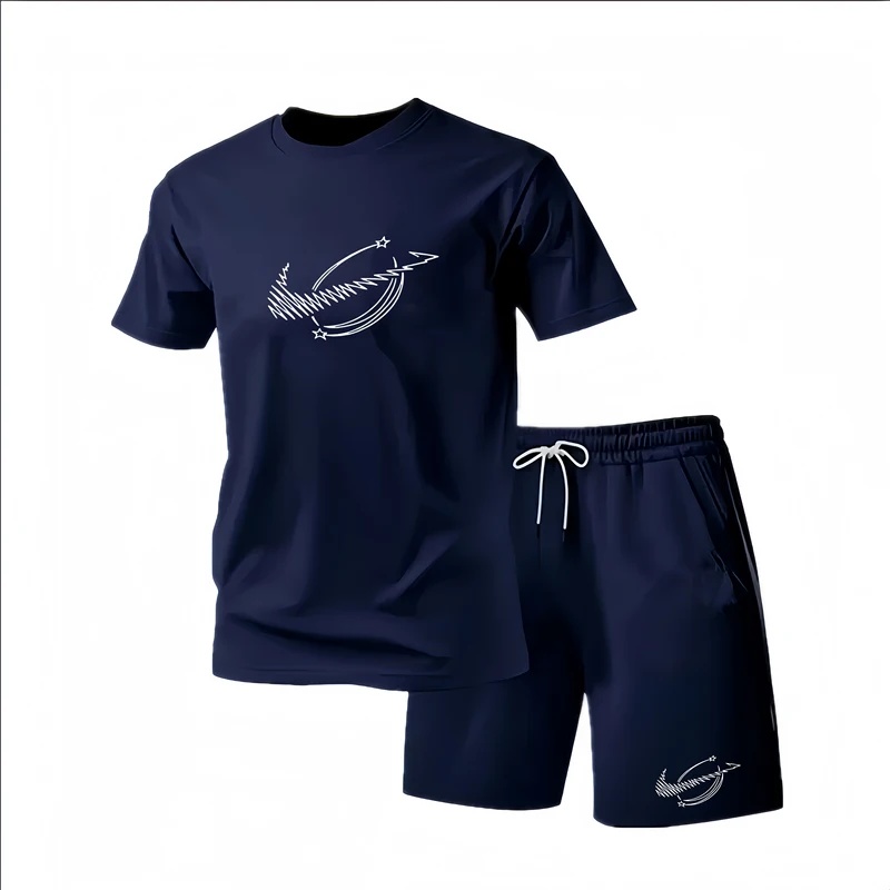 Nouvel ensemble de vêtements de sport d'été pour hommes, t-shirt à manches courtes et short, deux pièces, respirant et à séchage rapide, vêtements décontractés.
