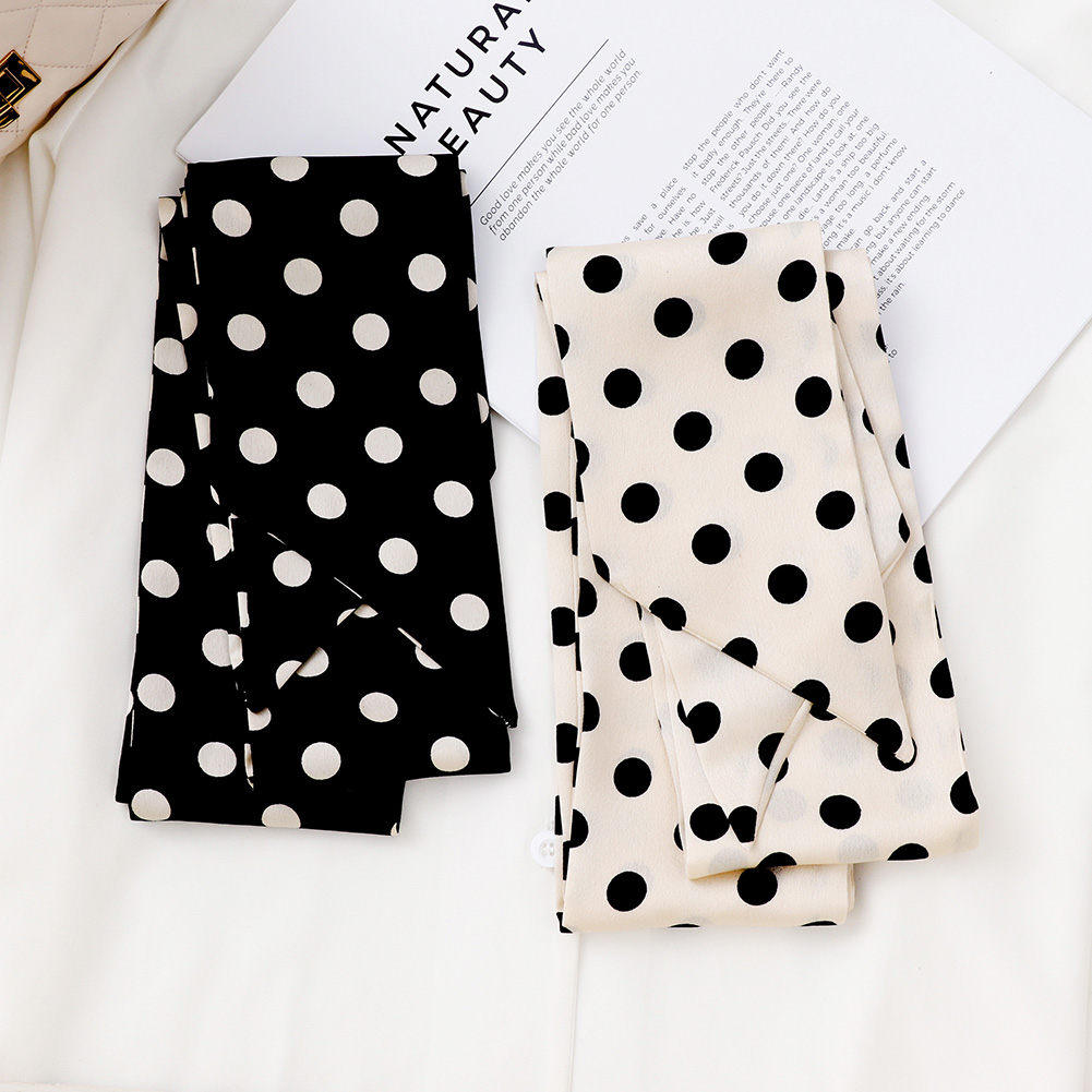 Mode à pois soie Satin écharpe femmes poignée sac ruban étroit mince cou foulards Bandana femme foulard accessoires