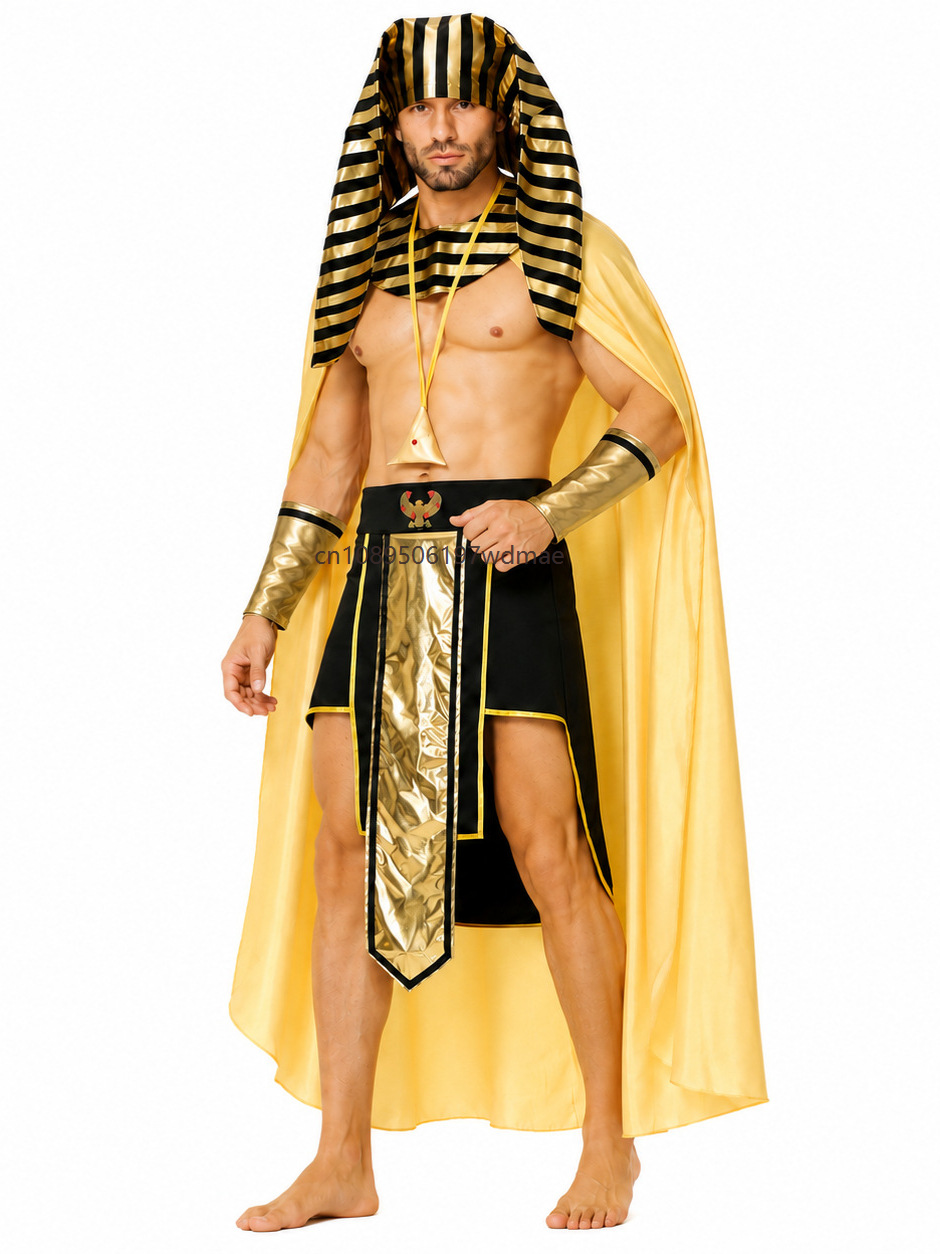 Costume de pharaon égyptien pour homme, tenue de fête costumée, ensemble de cosplay de roi de l'Egypte ancienne, costumes de scène pour adultes