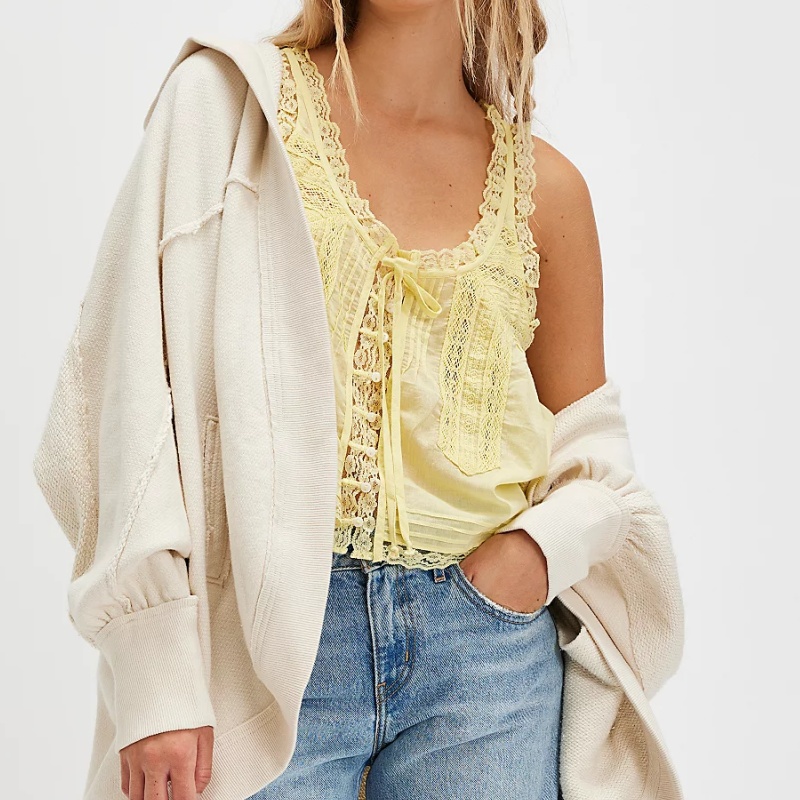 Débardeur en dentelle pour femmes, débardeur Semi-transparent avec bouton de cravate sur le devant, haut court Vintage Y2K, chemises d'été mignonnes féeriques Grunge