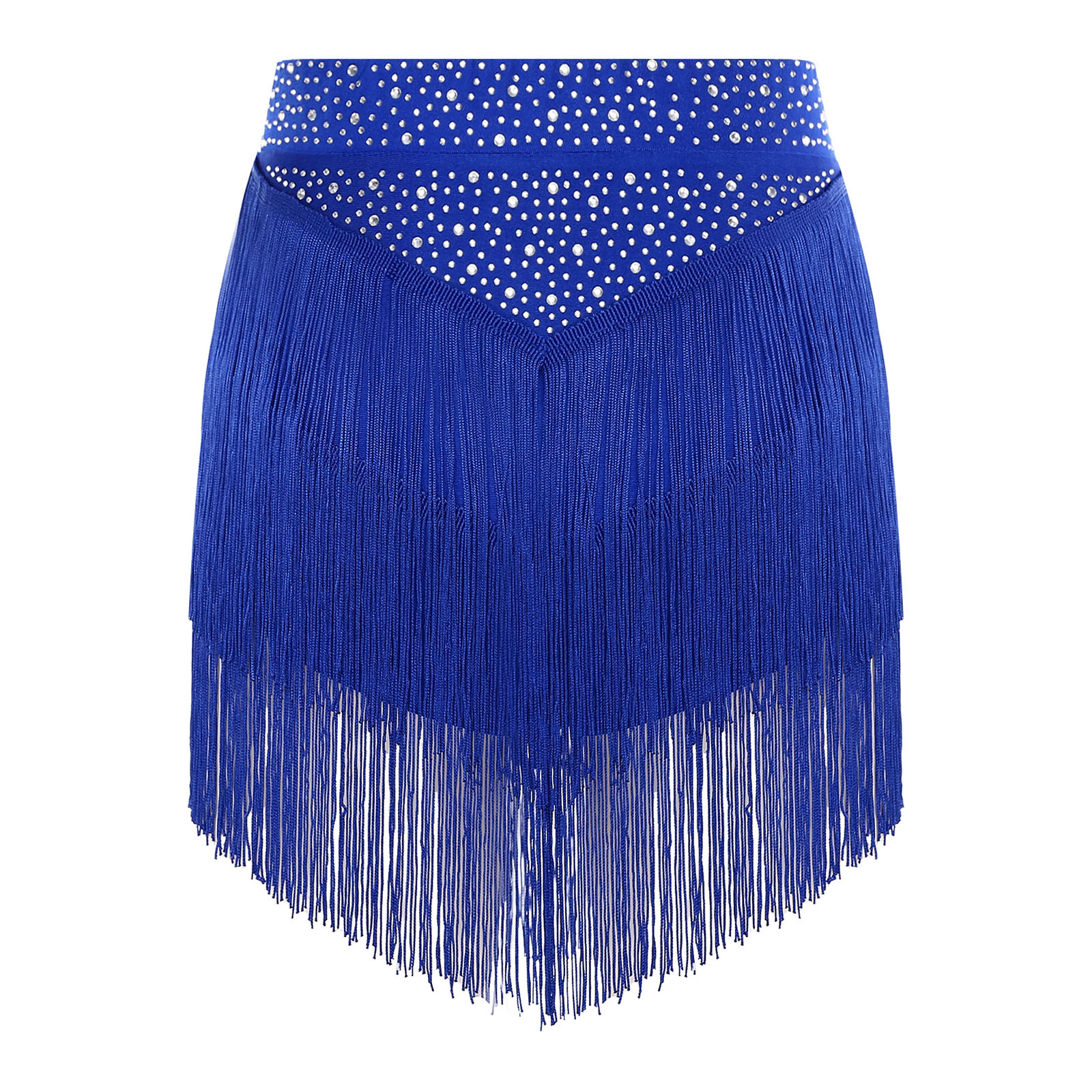 Jupe à franges de danse latine pour femmes, Costume de spectacle de Tango Rumba Samba, vêtements de danse Chacha, ceinture élastique, jupe à franges à plusieurs niveaux