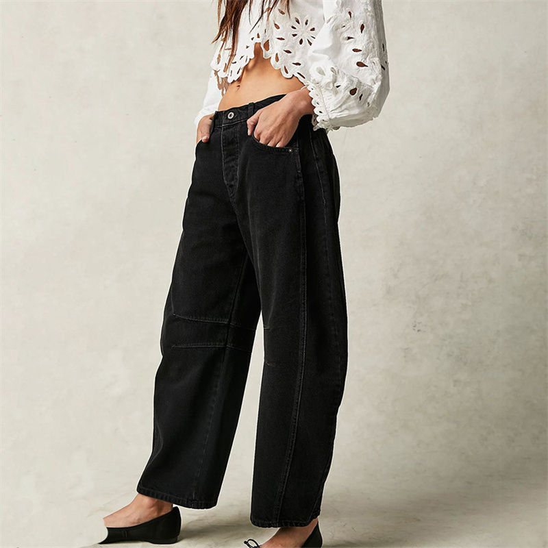 Jean Vintage en Denim de Style Américain pour Femme, Pantalon Droit, Décontracté, Taille Moyenne