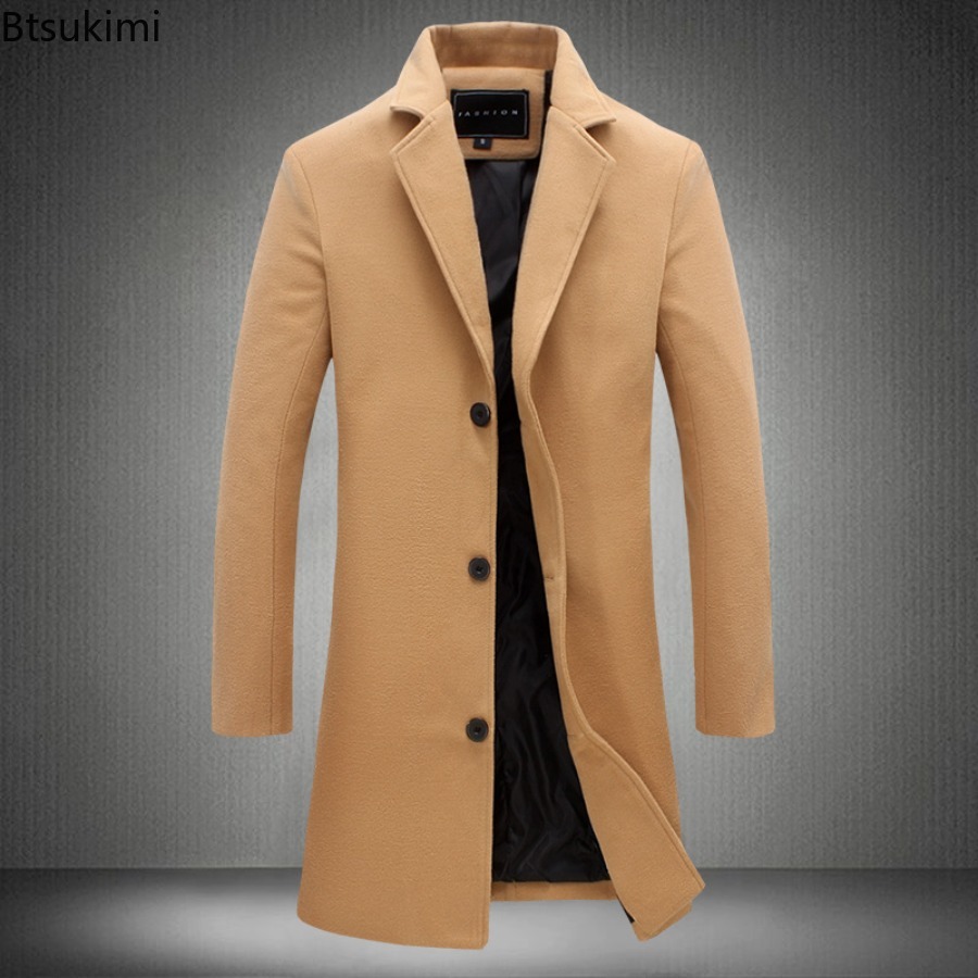 Manteaux en laine pour hommes, mode simple boutonnage, Business décontracté, Slim, coupe-vent, nouveaux vêtements pour hommes, pardessus, automne hiver 2026