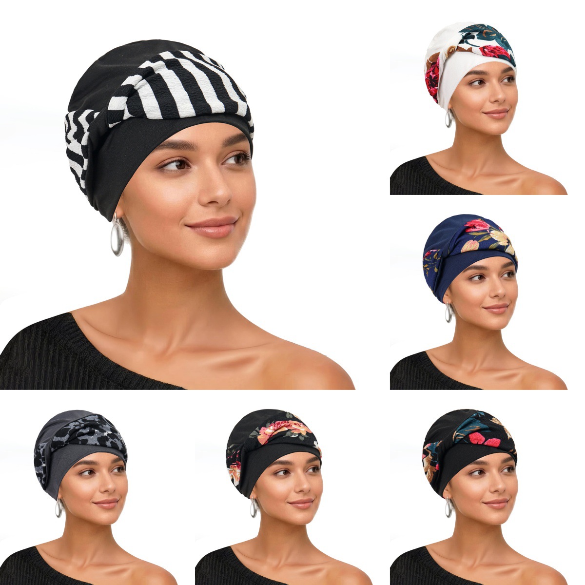 Turban tendance pour femmes musulmanes, doux et extensible, foulard pré-noué, hijabs imprimés mode, bandana, bonnets chimio, couvre-chefs