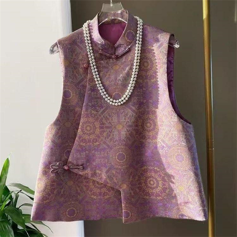 Nouveau Gilet Femme Printemps-Été Style Chinois Tendance Jacquard Coréen Ample Sans Manches Veste Décontractée