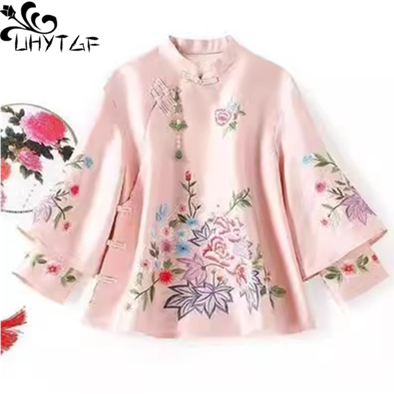 Costume Tang de Style ethnique pour femmes, chemisier Vintage Harajuku brodé, hauts chinois élégants, amples, nouvelle chemise féminine Hanfu, printemps automne