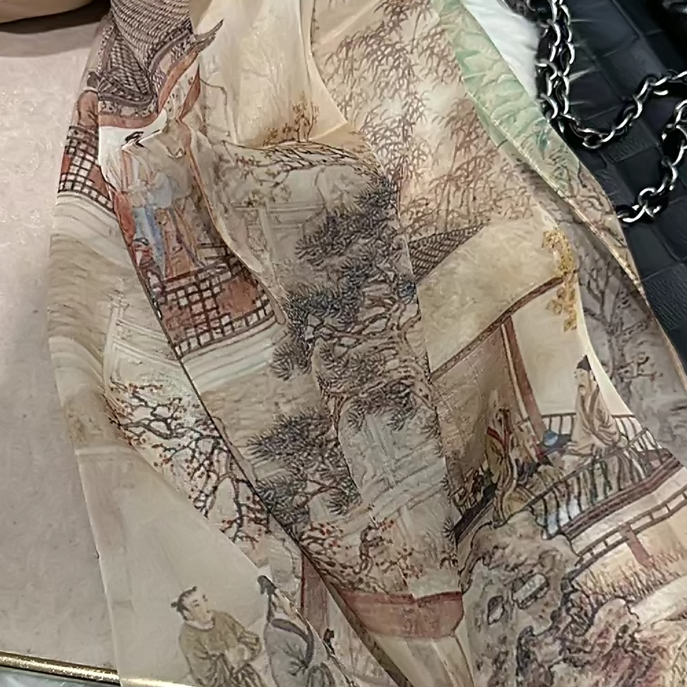 Injplanchers f-Châle long en mousseline de mûrier pour femme, écharpe de plage élégante, enveloppes d'été, style chinois, mode féminine, 100%