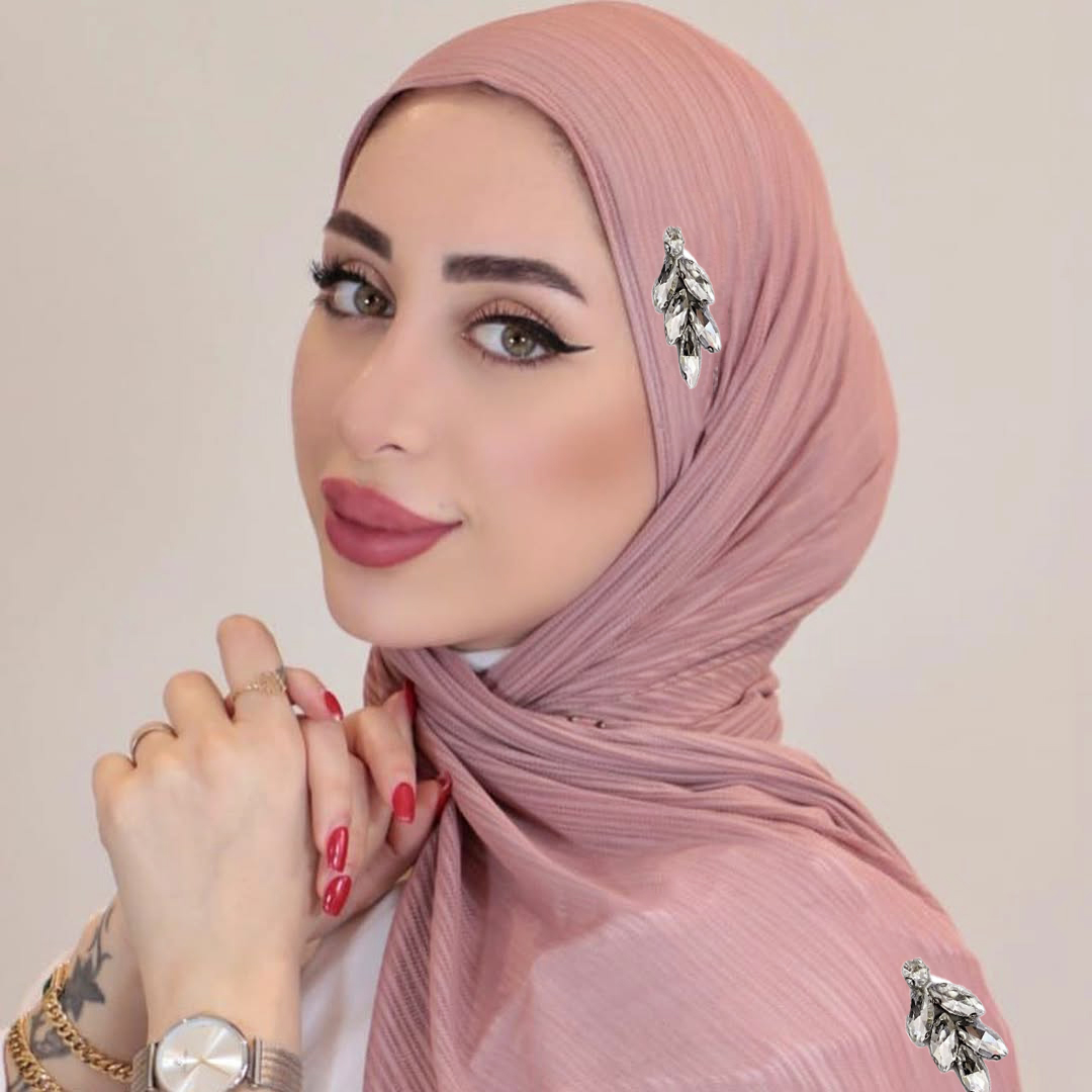 Nouveaux diamants côtelés Jersey Hijab crêpe strass écharpe musulman plaine doux châles enveloppes islamiques bandeau pour les femmes