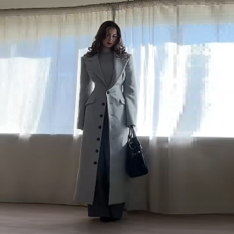 Manteau Long pour femmes, Slim, col en V, simple boutonnage, pardessus avec épaulettes, vestes Maxi avec ceinture, vêtements d'extérieur pour dames, nouvelle collection hiver 2025