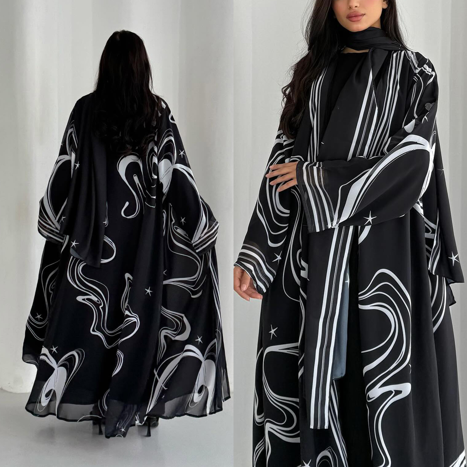 Abaya Eid pour femmes, robes imprimées, cardigan musulman, robe hijab, ensemble 2 pièces, jalabiya, abayas Ramadan, Dubai, kaftan, islam, vestidos, Maroc